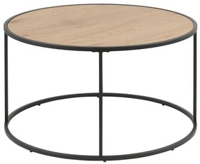 Konferenčný stolík Favors Ø80 cm v dekore divoký dub, čierna kovová podnož