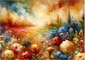 Sklenený obraz - Pestrofarebná lúka (70x50 cm)