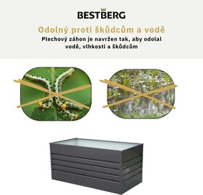 Vyvýšený záhradný záhon BestBerg VZ-1100A / 1100 l / 180 x 90 x 70 cm / šedá