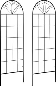 Outsunny Záhradný Trellis Sada 2 Kovových Podpier na Popínavé Rastliny - 51 x 152 cm Čierna | Aosom