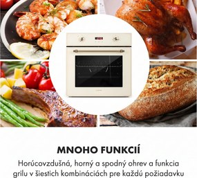 Klarstein Elizabeth, vstavaná rúra, retro dizajn, 6 funkcií, 50 – 250 °C, krémová