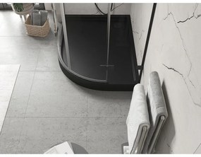 Mexen Flow+, štvrťkruhová asymetrická sprchová vanička, ľavá, 100 x 80 cm, čierna matná, 46Q708010LH