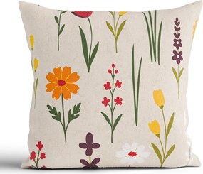 Bavlnená obliečka na vankúš Renforcé 40 × 40 cm - Rozkvitnutá lúka prírodná