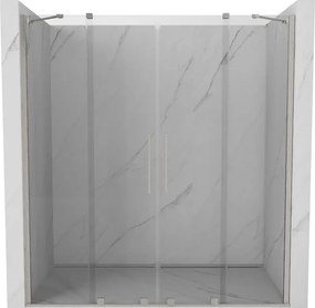 Mexen Velar Duo, posuvné sprchové dvere do otvoru 200 cm, 8mm číre sklo, brúsená oceľ, 871-200-000-02-97