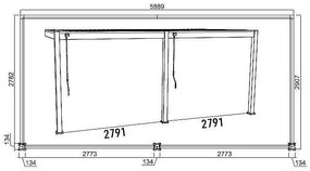 Záhradná hliníková pergola do steny 6x3 m (antracit)