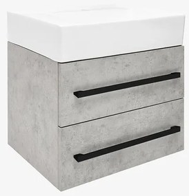 Kúpeľňová skrinka s umývadlom a čiernou úchytkou SAT Cube Way 60x53x46 cm betón mat CUBE46C602BESATCWL, 1 ks