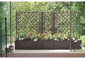 STEFANPLAST Samozavlažovací truhlík Natural Deluxe 90 l s trelážou/mriežkou, hnedý