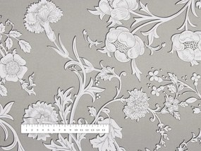 Biante Dekoračný behúň na stôl PM-021 Zámocké kvety na sivobéžovom 35x180 cm