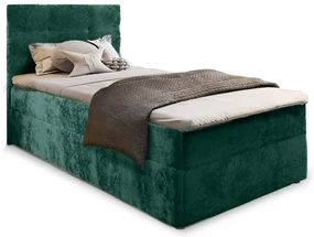 Čalúnená posteľ boxspring GLORIEN VELVET 90x200 cm tmavo zelená Matrac: Matrac Bonell pružinový