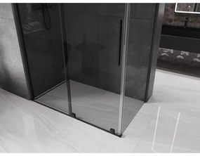 Mexen Velar, sprchový kút s posuvnými dverami 140 x 85 cm, 8mm šedé sklo, čierna matná, 871-140-085-41-70