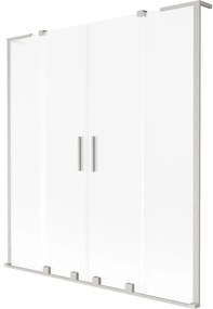 Mexen Velar L Duo, 2-krídlová posuvná vaňová zástena 150 x 150 cm, 8mm sklo námraza, brúsená oceľ, 896-150-003-32-97