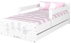 Detská posteľ MAX - 160x80 cm - RUŽOVÁ BALETKA - biela