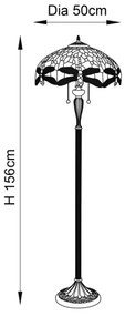 Endon 64069 - Stojacia lampa Tiffany DRAGONFLY 2xE27/60W/230V, priemer 50 cm