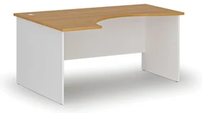 Ergonomický kancelársky písací stôl PRIMO WHITE, 160x120 cm, ľavý, biela/buk