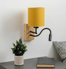BRILAGI - LED nástenné svietidlo NUBILA WOOD 1xE27/25W/230V + LED/3W dub/čierna/žltá