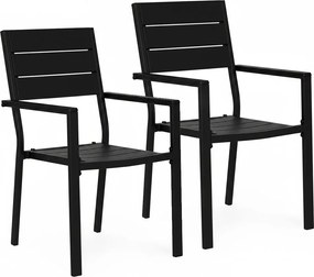 MultiGarden Sada 2 záhradných stoličiek HDPE oceľ - čierna MultiGarden