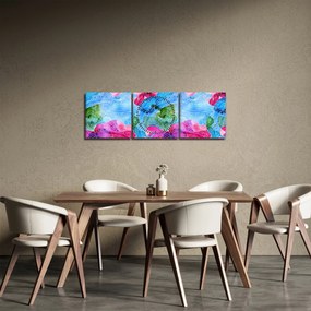 Obraz - Farebné vlny (s hodinami) (90x30 cm)