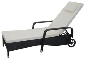 Lehátko Carrara, polyratan / hliník - antracit, béžový vankúš