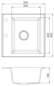 ALVEUS SETA23193 - Kuchynský drez ATROX+drezová batéria MINTAS 34cm granit/čierna