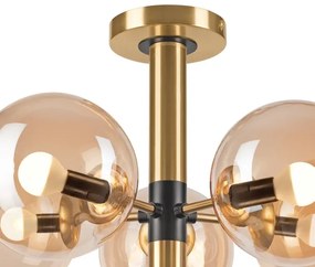 Luster na tyči ROLLO 5xE14/5W/230V zlatá/dymová béžová