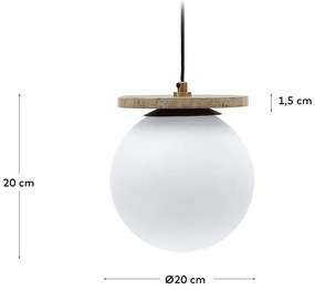 Biele závesné svietidlo so skleneným tienidlom ø 20 cm Malachi – Kave Home