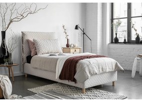 Béžová čalúnená jednolôžková posteľ s roštom 90x200 cm Sleepy Luna – Miuform