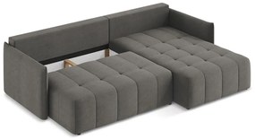 Tmavosivá rozkladacia/s úložným priestorom rohová pohovka (pravý roh/s leňoškou) Moku – Makamii