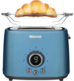 Sencor - Hriankovač s dvoma štrbinami a ohrievacím roštom 1000W/230V modrý