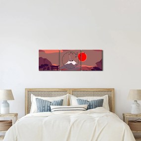 Obraz - Ilustrácie hory Fuji (s hodinami) (90x30 cm)