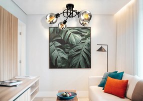 BERGE Sklenená LED stropná lampa 4xE27 - dymová guľa