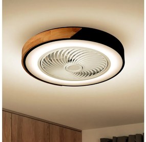 Brilagi-LED Stmiev. svietidlo s ventilátorom LED/30W/230V 3000-6500K čierna/dub +DO BG1616