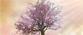 Obraz rozkvitnutého stromu na vrchole kopca (120x50 cm)
