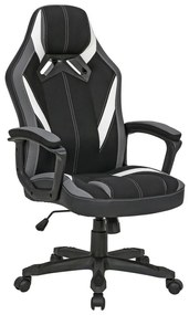 XXXLutz HERNÁ STOLIČKA, kožený vzhľad, mikrovlákno, sivá, čierna, biela Xora - Kancelárske stoličky - 001884001901