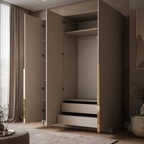 ŠATNÍKOVÁ SKRIŇA BLANCA 3D KAŠMÍR ZLATÉ ÚCHYTKY 150 cm