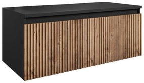 Kúpeľňová skrinka pod umývadlo WOTANA - dub wotan/čierny / nie