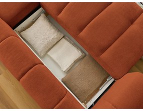 Rozkladacia/s úložným priestorom rohová pohovka v tehlovej farbe (pravý roh/s leňoškou) Fuji – Bobochic Paris