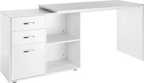 HOMCOM Biele Modularné Rohové Rovné Stolek 2 v 1 Počítačový Stôl s 3 Šuplíkmi a 2 Poličkami MDF | Aosom
