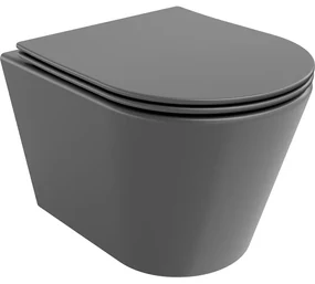Mexen Rico WC misa Rimless s pomaly padajúcim sedátkom, duroplast, šedá tmavomatná - 30724071