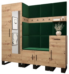 Predsieňová zostava Amanda 13 (dub artisan + zelená). Vlastná spoľahlivá doprava až k Vám domov. 1085971