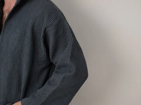 Vaflový župan s kapucňou SPAFFLE, tmavosivý Veľkosť: L/XL