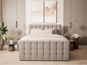 Béžová boxspring posteľ s úložným priestorom 200x200 cm Tasca – Maison de Rêve