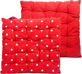 ARÔME HOME Podsedák prešívaný 40*40 cm, Červený s bielymi bodkami