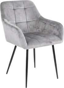 Sivé jedálenské kreslo LOREN VELVET s čiernymi nohami