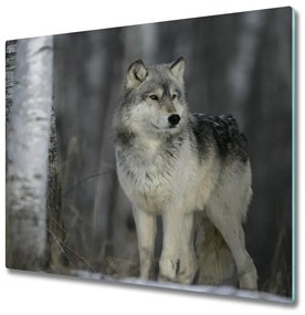 Sklenená doska na krájanie Sivý vlk 60x52 cm