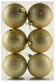 DECOLED Plastové koule, prům. 8 cm, šampaň, 6x glitter