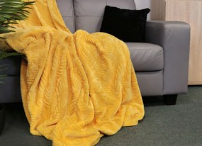 Dekorstudio Horčicovožltá deka PALOMA s reliéfnym rastlinným vzorom