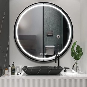 Tutumi Rea, LED zrkadlo 80cm s čiernym rámom MMJ P11397, HOM-05514
