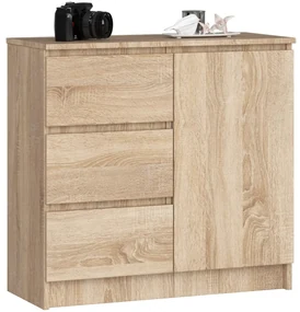 Komoda JERRY K 80 cm 1 dvere 3 zásuvky dub sonoma