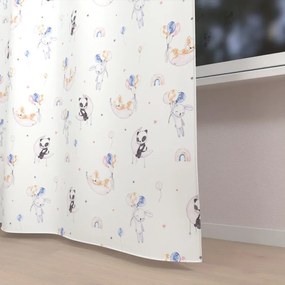 Biante Detský bavlnený záves Sandra SA-374 Pandy líšky a zajačiky s balónikmi 150x250 cm