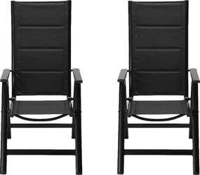 Set 2 ks hliníkových polohovacích kresiel Avenberg ISLA PLUS, čierna